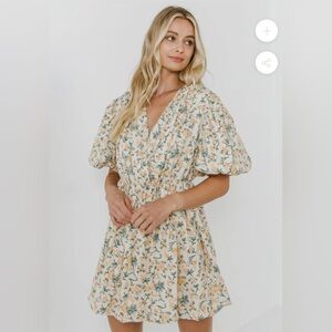 Free the Roses Floral Embroidered Bubble Mini Dress S